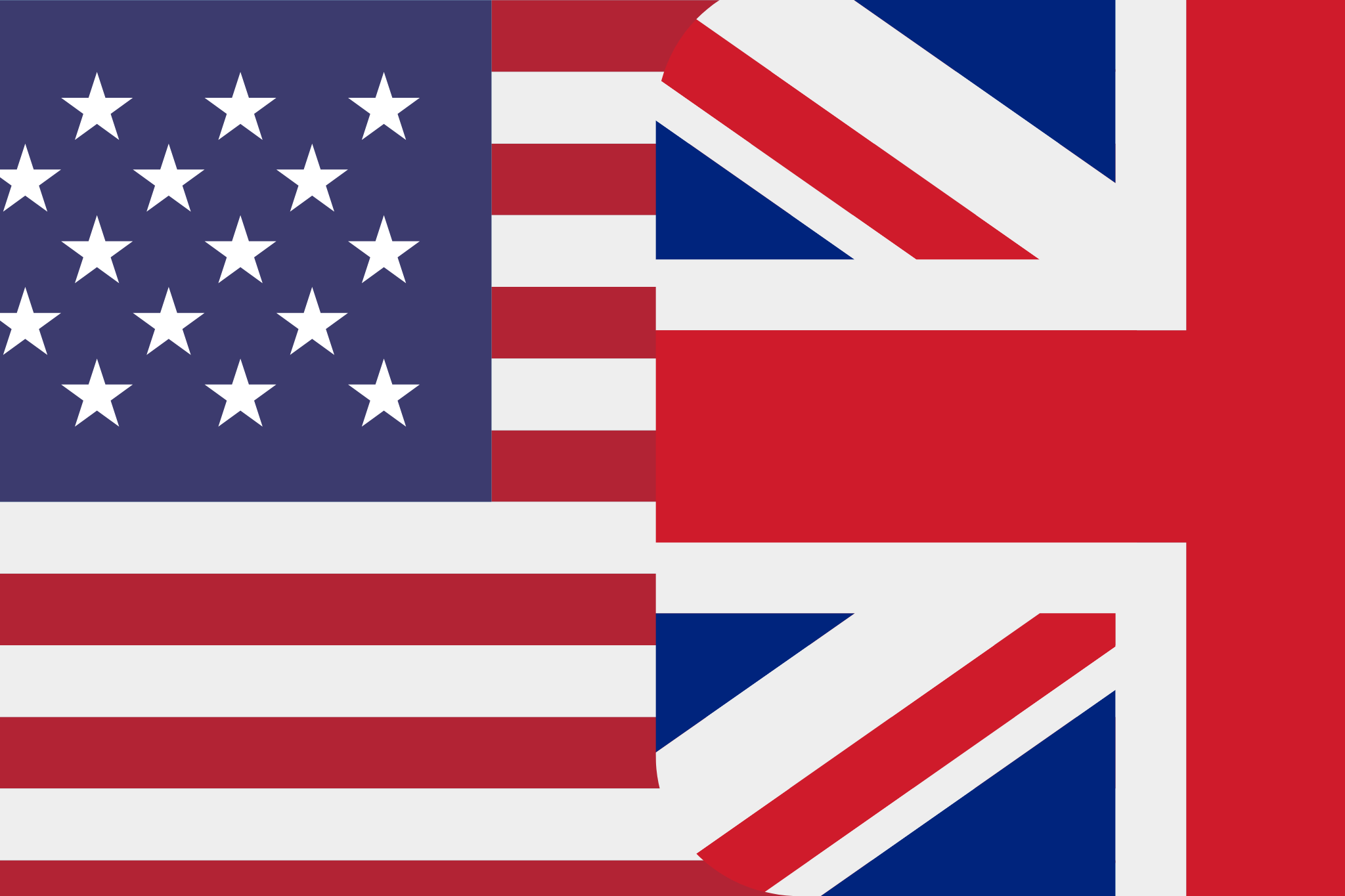 American flag halved with a Union Jack flag