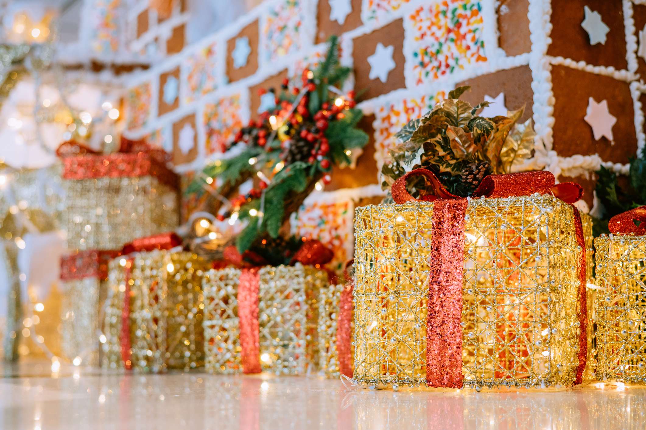 Picture of Christmas present decorations light up