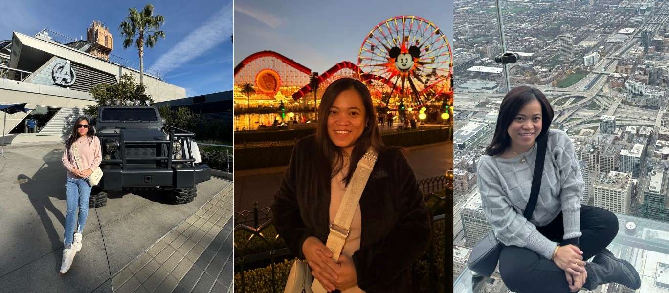 Multiple pictures of a traveling medical professional exploring different cities and sights