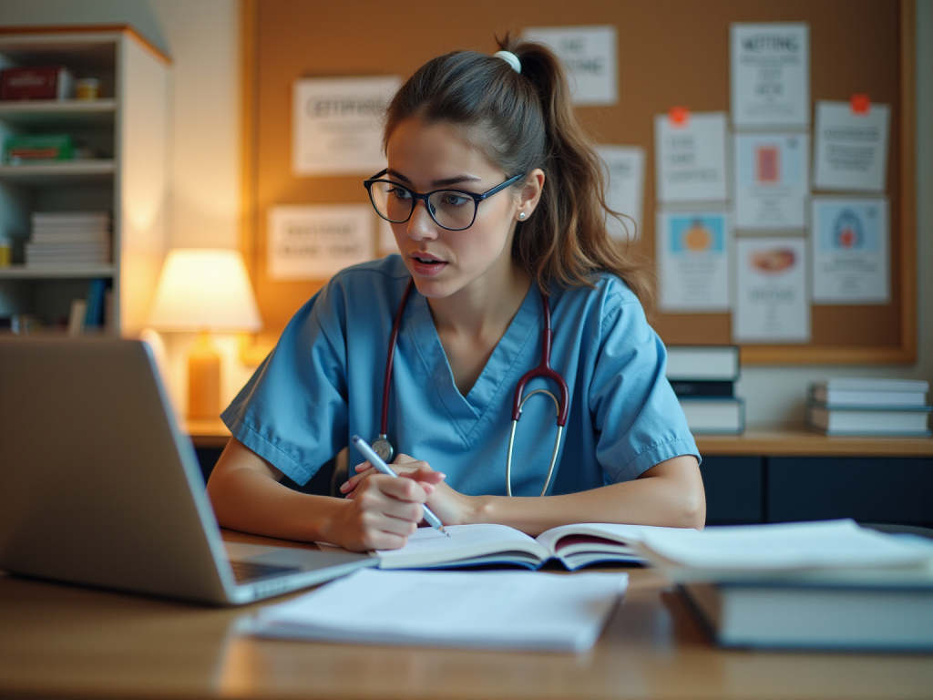 Nurse studying for final exam image